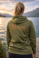 Ocean Rise Hoodie - Women  - Grün mit orangefarbenem Logo