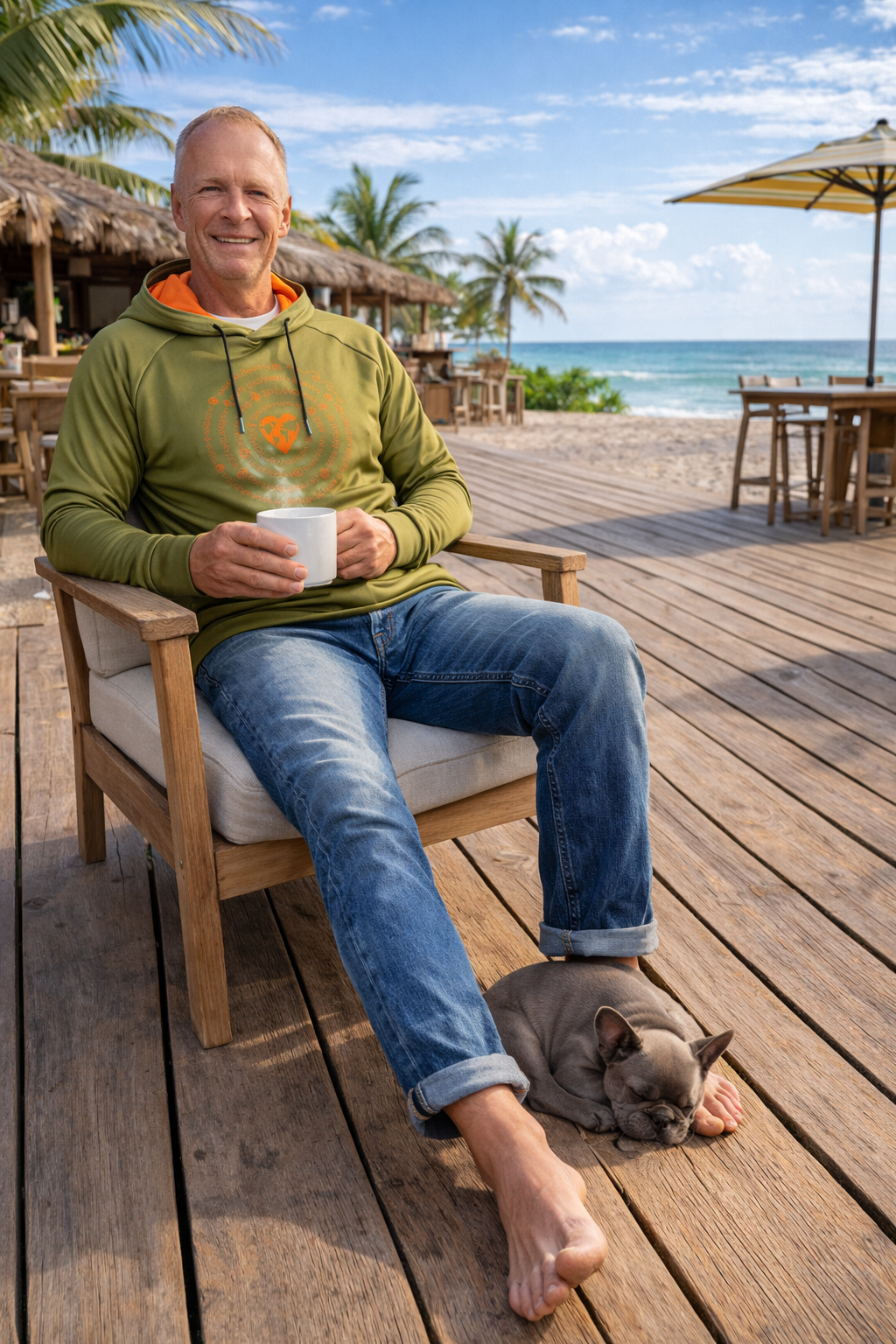 Ocean Rise Hoodie - Women  - Grün mit orangefarbenem Logo