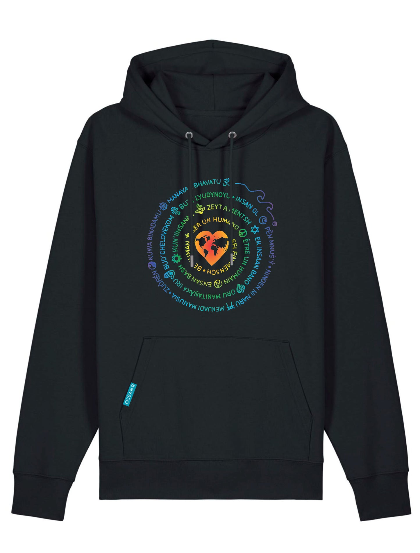 Urban Rise Hoodie - Unisex - Schwarz mit Rainbow Logo