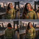 Ocean Rise Hoodie - Women  - Grün mit orangefarbenem Logo