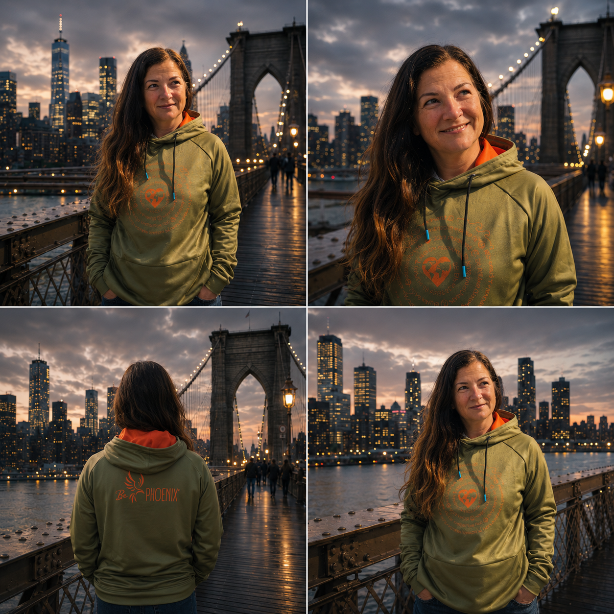 Ocean Rise Hoodie - Women  - Grün mit orangefarbenem Logo