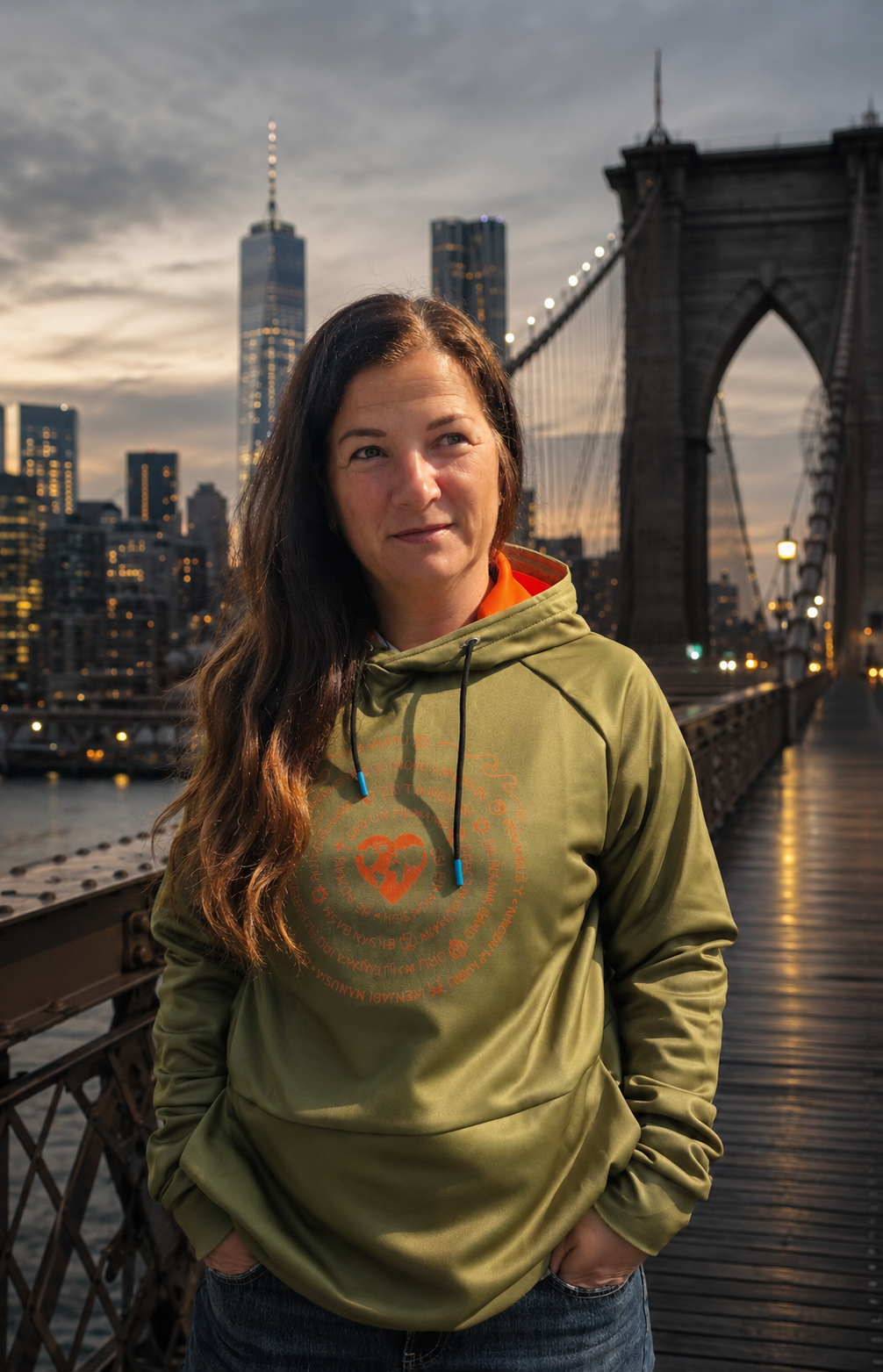 Ocean Rise Hoodie - Women  - Grün mit orangefarbenem Logo