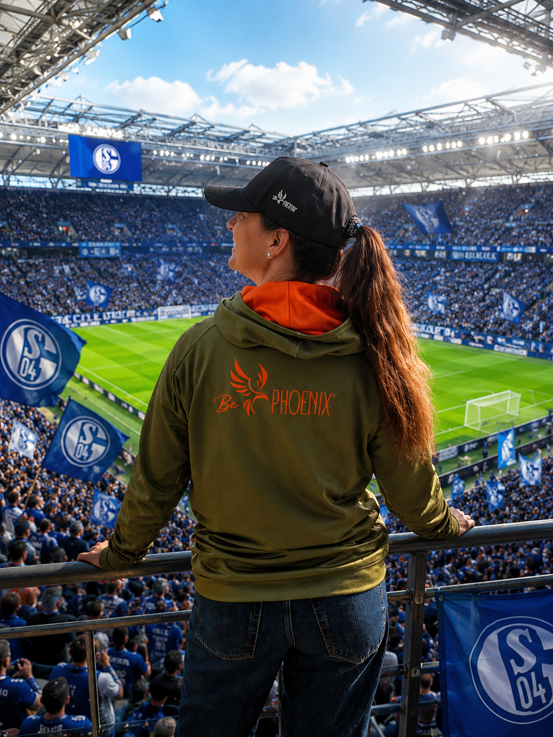Ocean Rise Hoodie - Women  - Grün mit orangefarbenem Logo