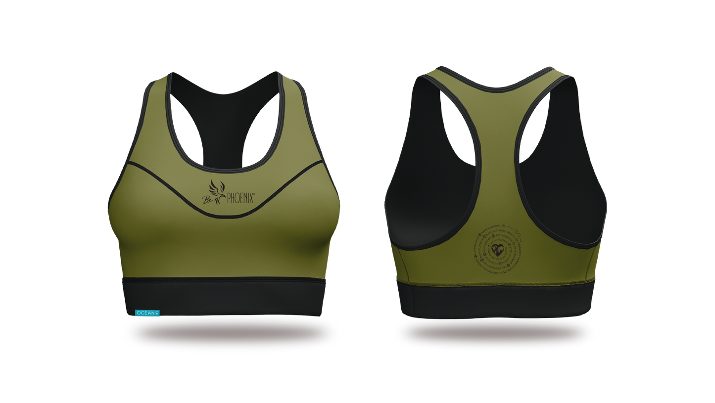 Pure Flow Sports Bra (Oliv-Schwarz )