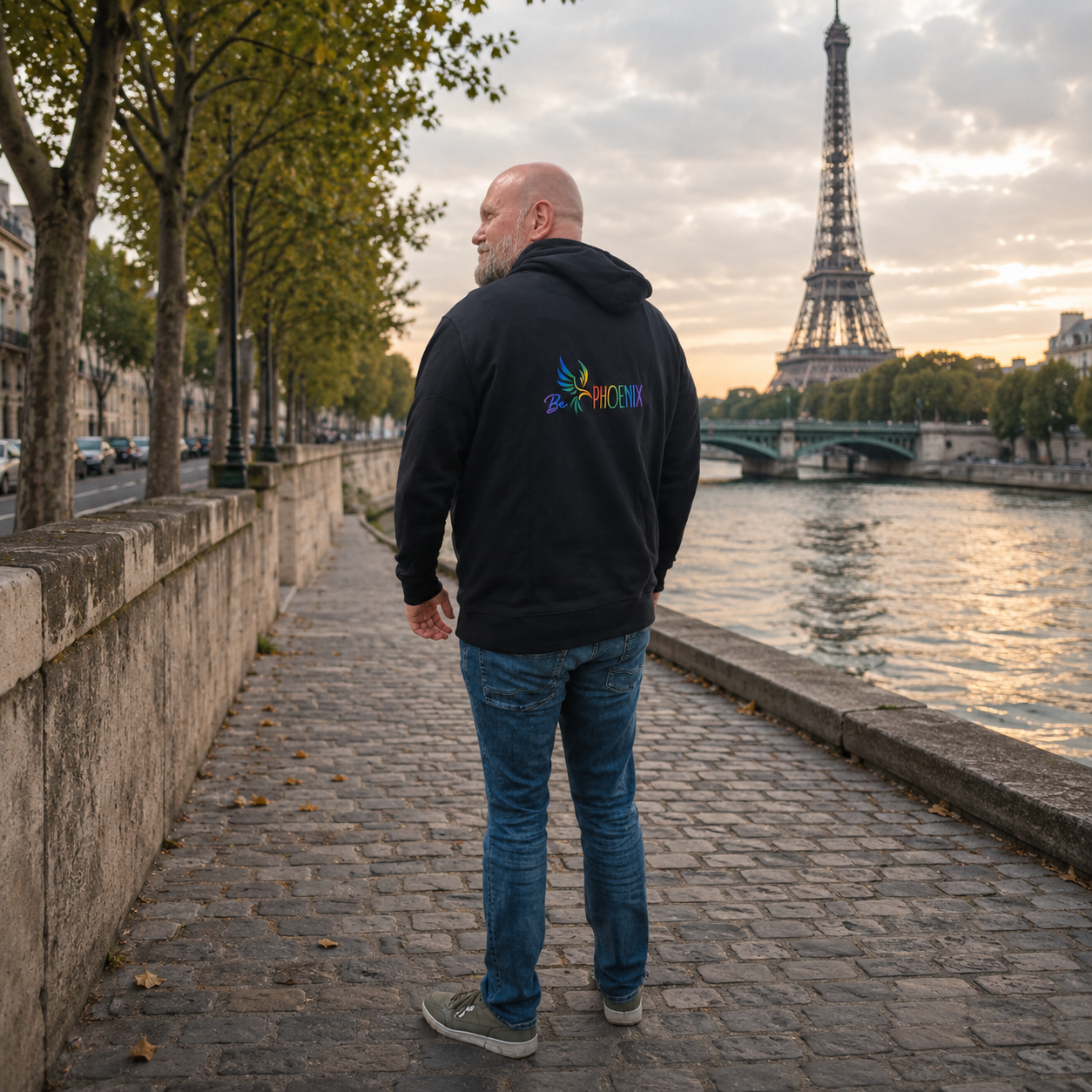 Urban Rise Hoodie - Unisex - Schwarz mit Rainbow Logo