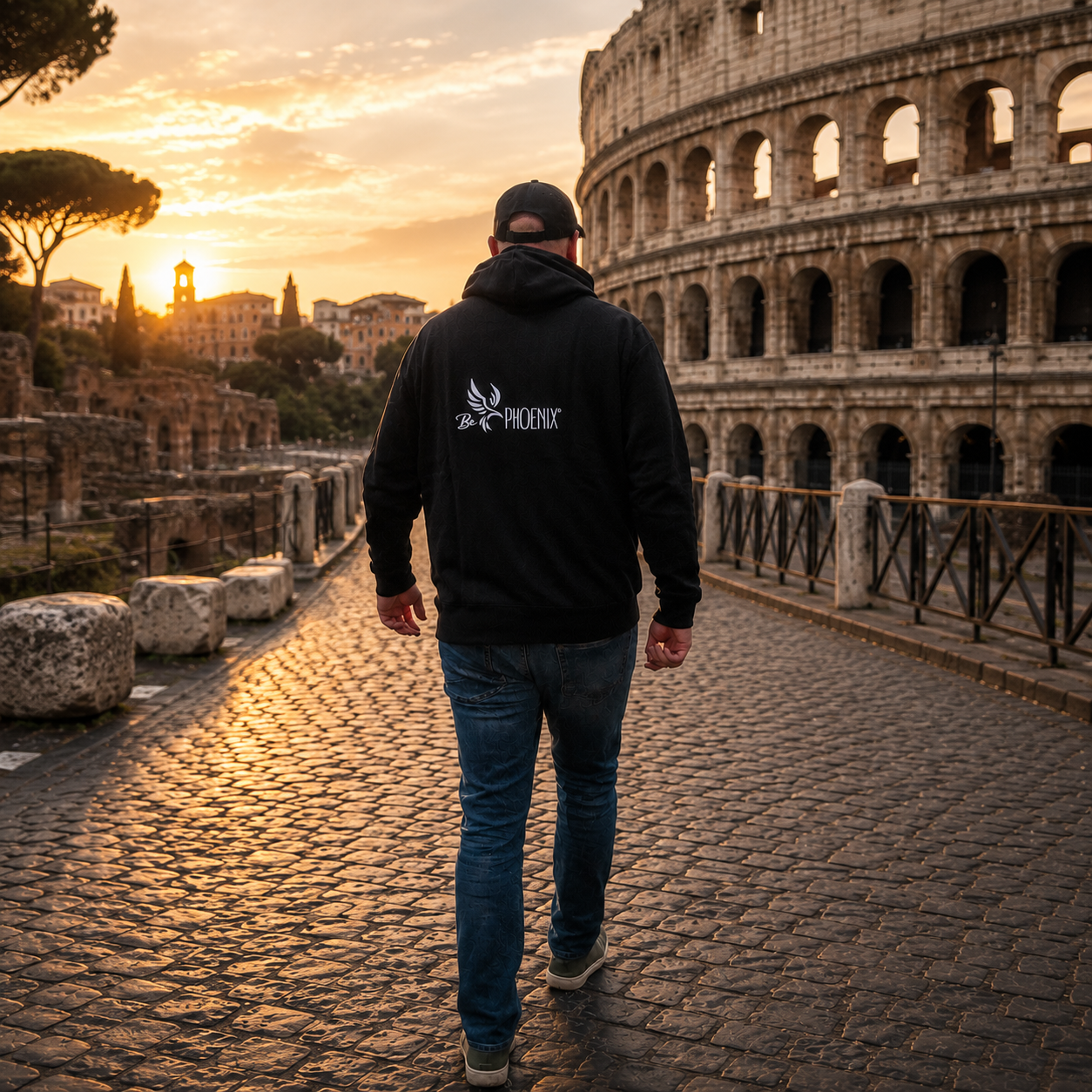 Urban Rise Hoodie - Unisex - Schwarz mit weißem Logo