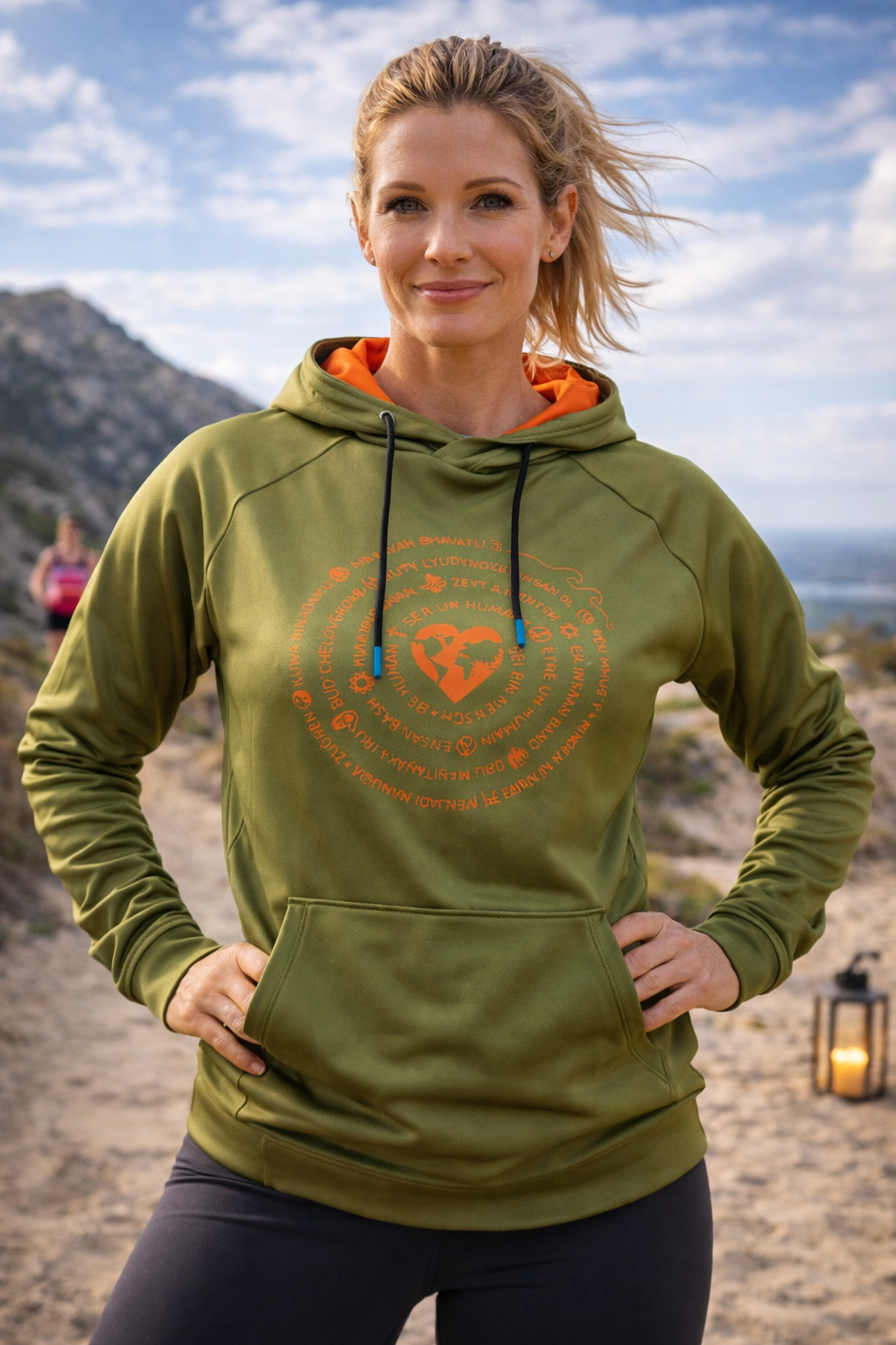 Ocean Rise Hoodie - Women  - Grün mit orangefarbenem Logo